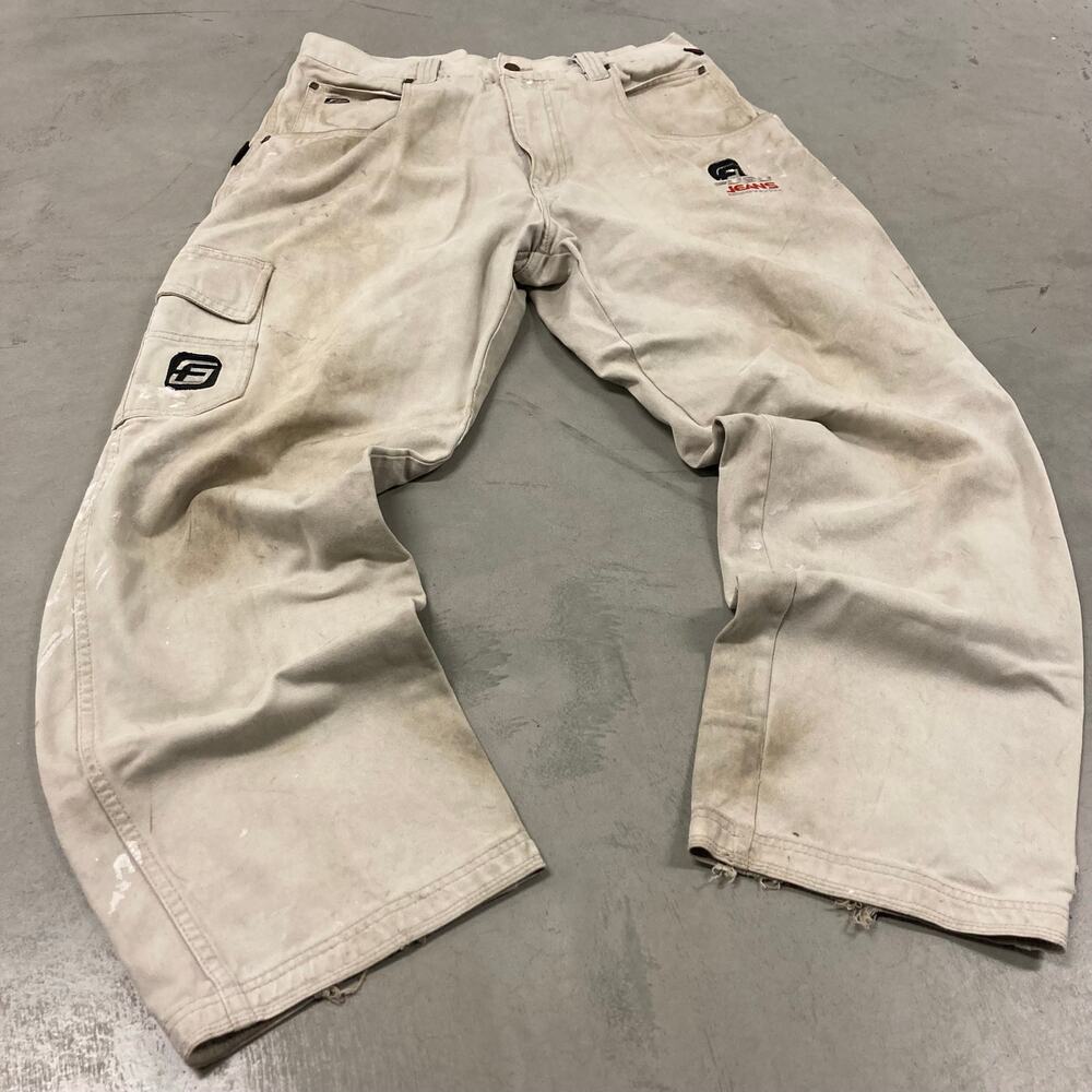 Y2K baggy distressed fubu cargo jeans 36x34